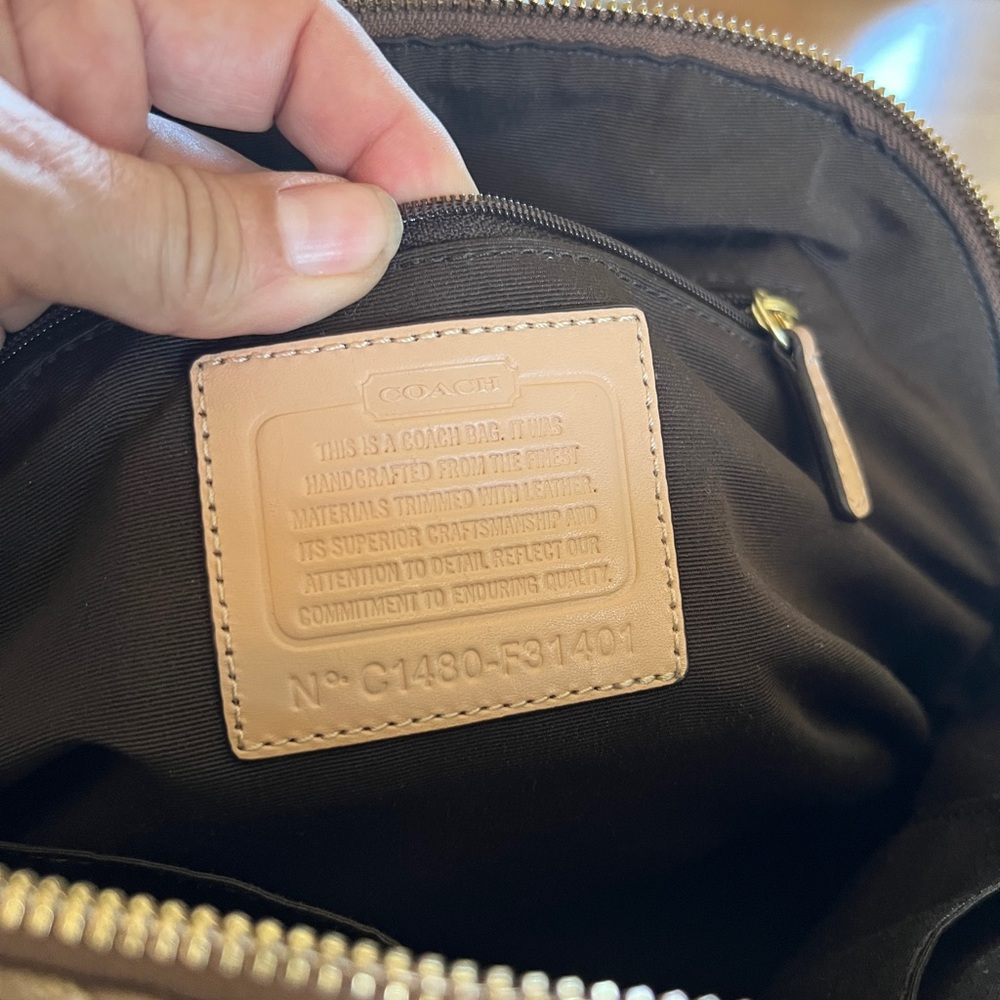 Coach Brown and Tan Signature Perforated Peyton Satchel with Gold Accents F31401 - Picture 5 of 8
